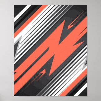Orange and Black Zigzag Geometric Design Poster
