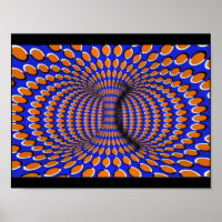 Orange and Blue 3D Optical Illusion Poster