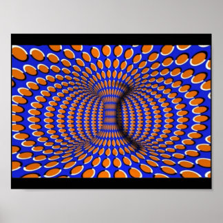 Orange and Blue 3D Optical Illusion Poster