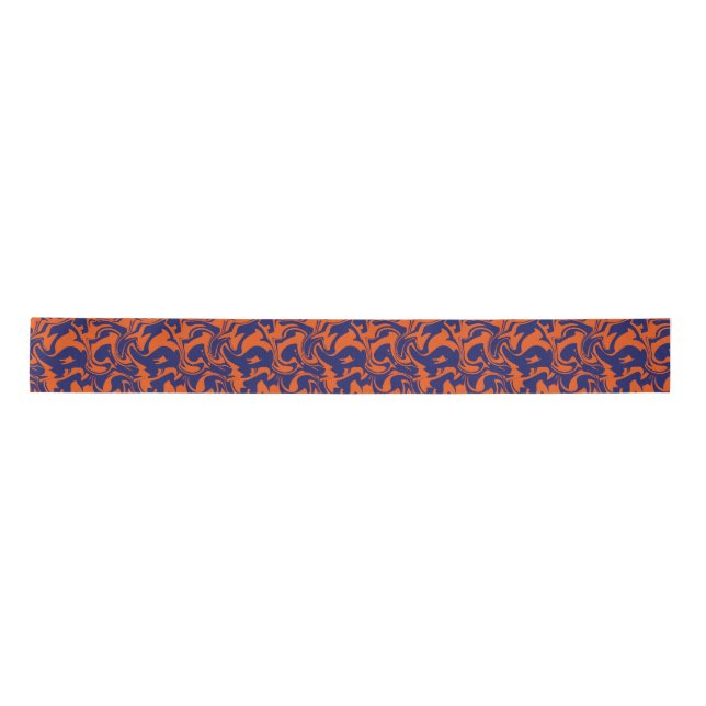 Orange and blue abstract satin ribbon (Front)