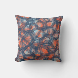 Orange and Blue Abstract Throw Pillow