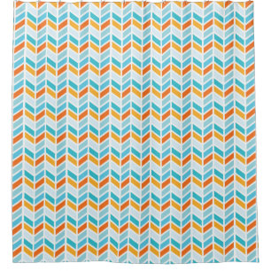 Orange and Blue Bold Herringbone Pattern Design