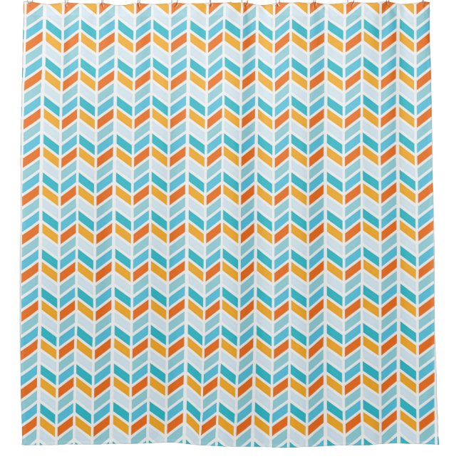 Orange and Blue Bold Herringbone Pattern Design (Front)
