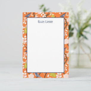 Orange and Blue Chinoiserie Birds Thank You Card