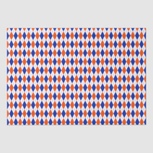 Orange and Blue Classic Diamond Argyle Pattern Tissue Paper