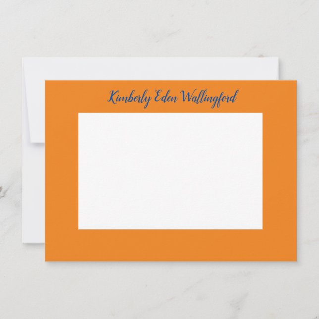 Orange and Blue Classic Personalized Flat Note Invitation (Front)