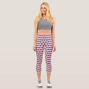 Orange and Blue Diamond Argyle  Capri Leggings