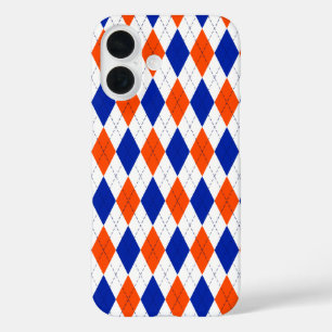 Orange and Blue Diamond Argyle iPhone 16 Case