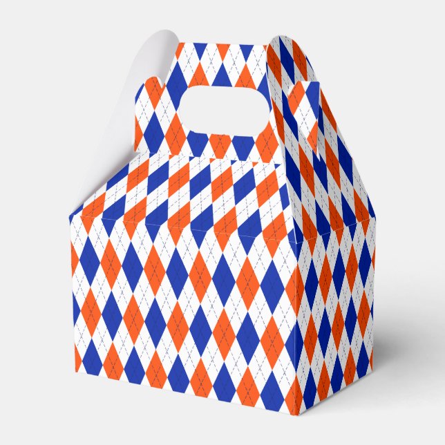 Orange and Blue Diamond Argyle Favor Box (Front Side)
