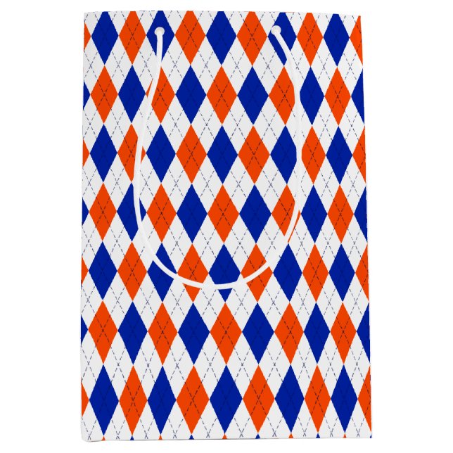 Orange and Blue Diamond Argyle Medium Gift Bag (Front)