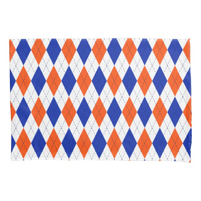 Orange and Blue Diamond Argyle Pillowcase (Front)