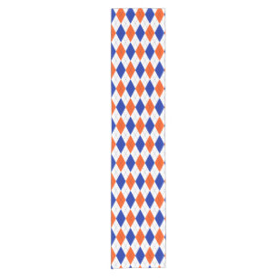 Orange and Blue Diamond Argyle Short Table Runner
