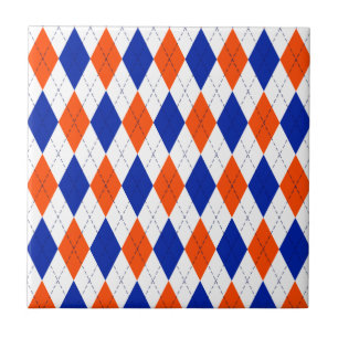 Orange and Blue Diamond Argyle Tile