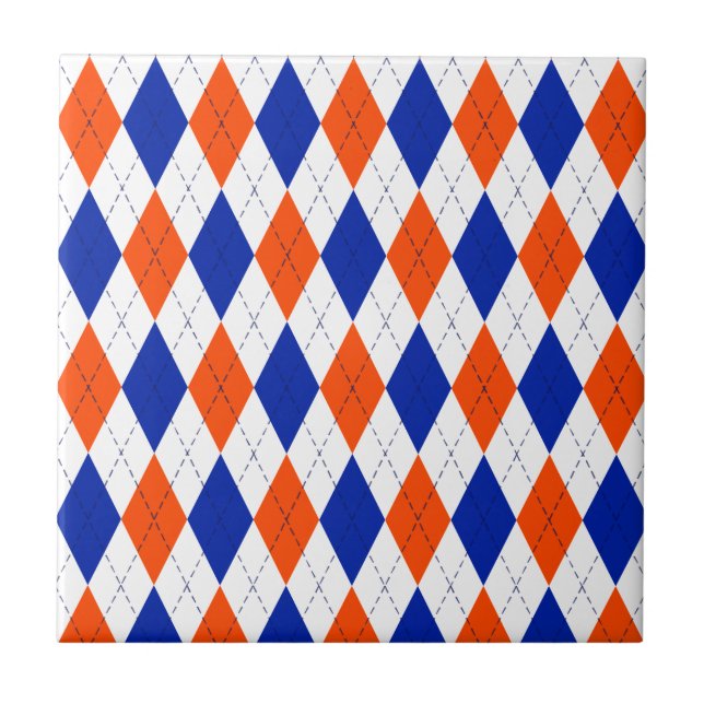 Orange and Blue Diamond Argyle Tile (Front)