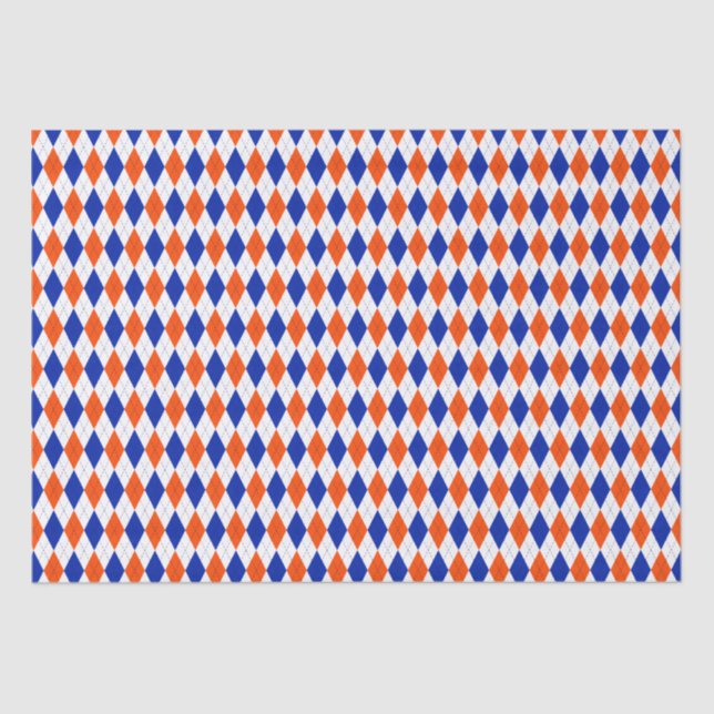 Orange and Blue Diamond Argyle Tissue Paper (Front)