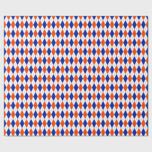 Orange and Blue Diamond Argyle Wrapping Paper