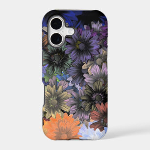 Orange and blue floral