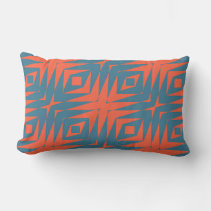 orange and blue geometric lumbar pillow
