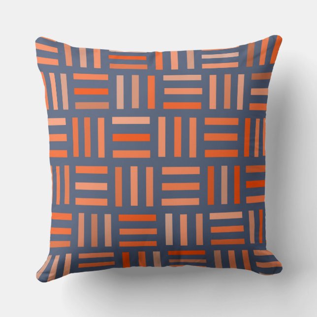 Orange and blue Geometric Throw Pillow (Back)