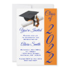 Orange and Blue Graduation Cap and Tassel 