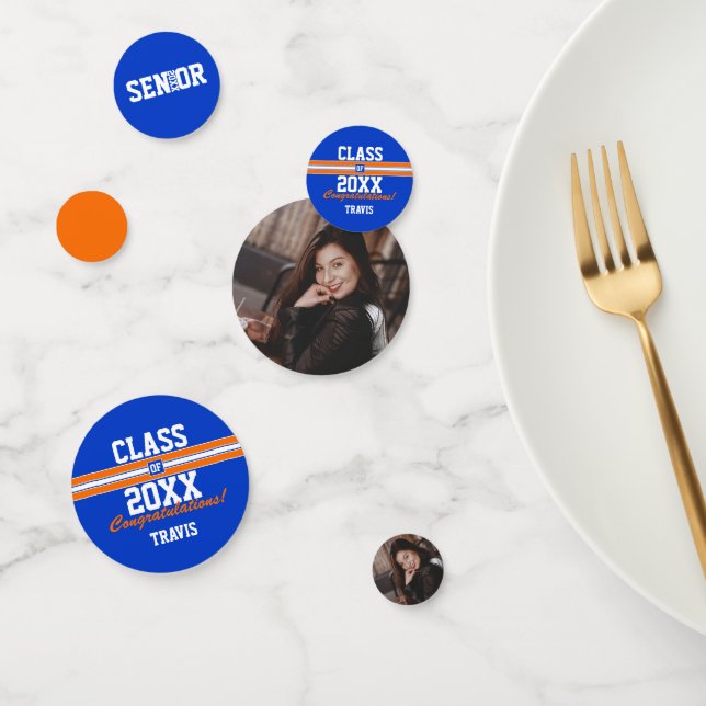 Orange and Blue Graduation Custom Congratulations Confetti (Group)