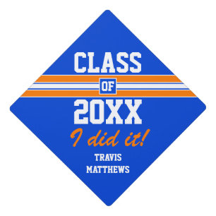 Orange and Blue Graduation Custom Graduation Cap Topper