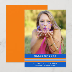 Orange and Blue Graduation Photo Announcement