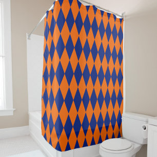 Orange and Blue Harlequin Checkered Design 
