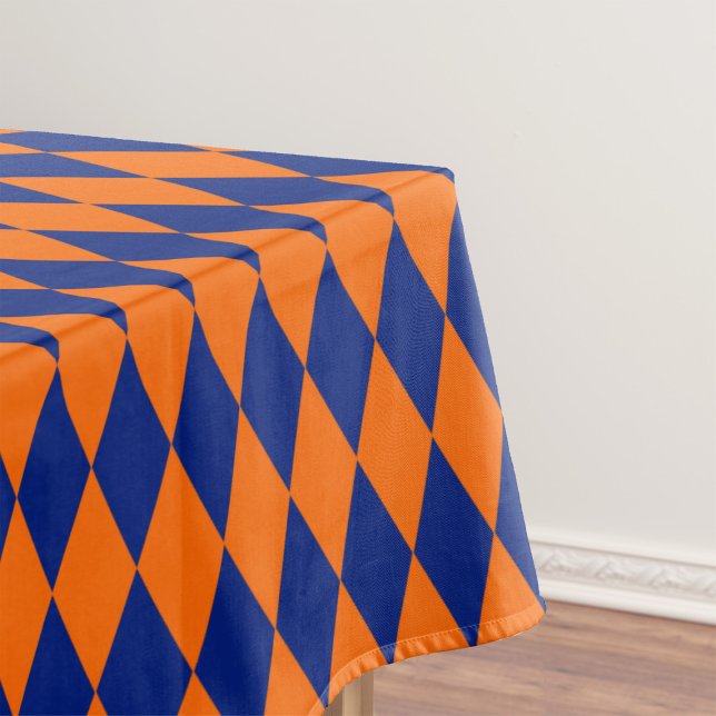 Orange and Blue Harlequin Checkered Design  Tablecloth (Creator Uploaded)