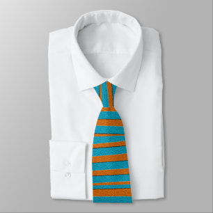 Orange and Blue Irregular Stripe Pattern Tie