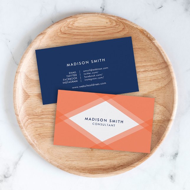 Orange and Blue Layered Geometric Social Media Business Card (Creator Uploaded)