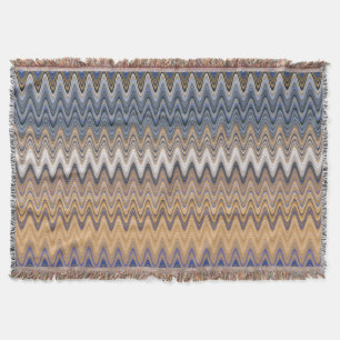 Orange and Blue Multi Colour Wavy Pattern Throw Blanket