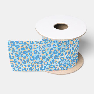 Orange And Blue Painted Leopard Satin Ribbon