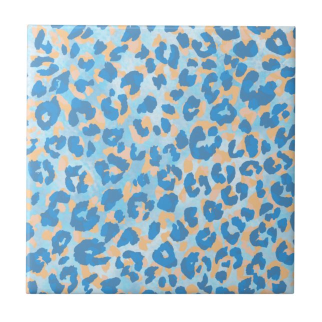 Orange And Blue Painted Leopard      Tile (Front)