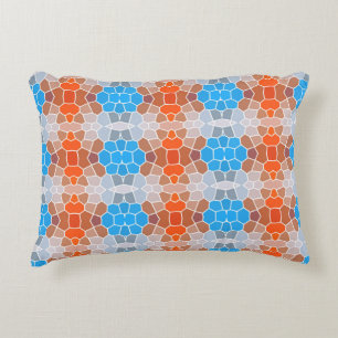 Orange and Blue Pattern Accent Pillow