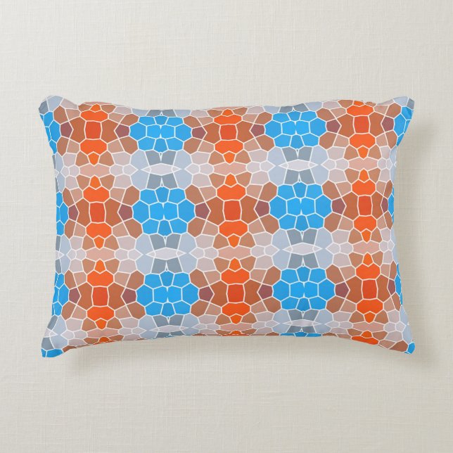 Orange and Blue Pattern Accent Pillow (Front)