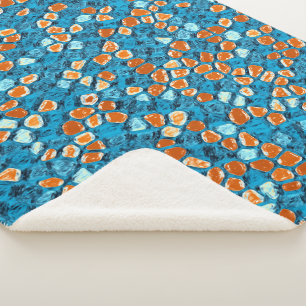 Orange and Blue Pattern Sherpa Blanket
