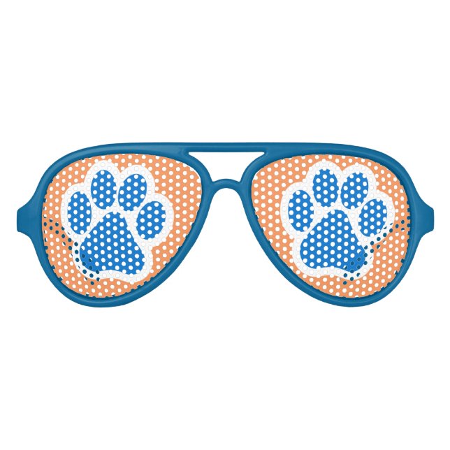 Orange and Blue Paw Print Shades (Front)