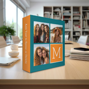 Orange and Blue Photo Collage Monogram Binder