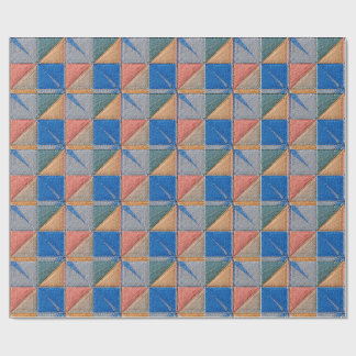 orange and blue quilt wrapping paper