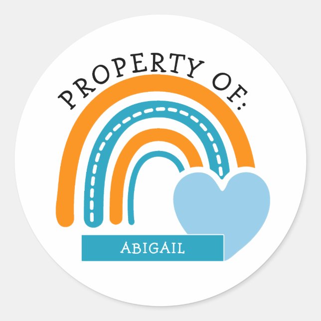 Orange and Blue Rainbow Welcome Back to School Classic Round Sticker (Front)