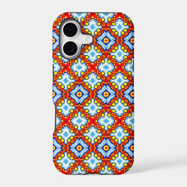 Orange and blue retro tile pattern (Back)