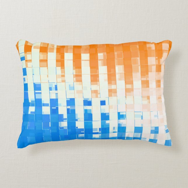 Orange and Blue Rustic Accent Pillow (Front)