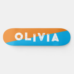 orange and blue skateboard retro split