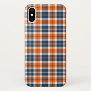 Orange and Blue Sporty Plaid Case-Mate iPhone Case