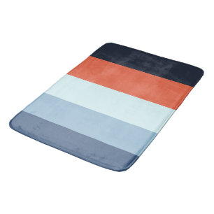 Orange and Blue Stripes Bath Mat