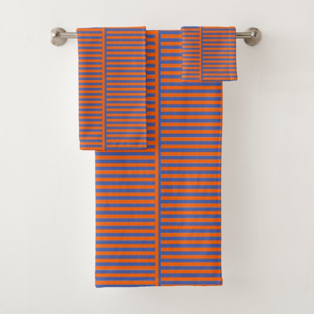 Orange and Blue Stripes  Bath Towel Set (Insitu)