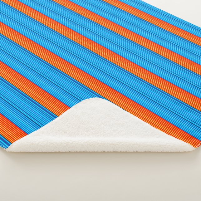 Orange and Blue Stripes Sherpa Blanket (3/4)
