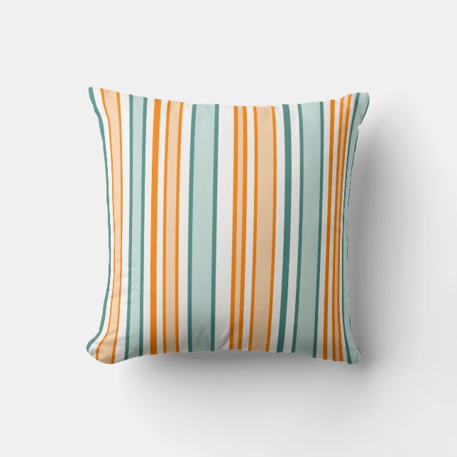 Orange and Blue Stripes Throw Pillow (Front)