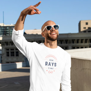 Orange and Blue Sun Rays Time Long Sleeve T-Shirt